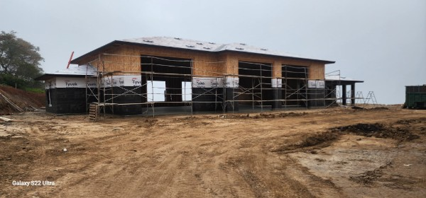 Detached RV garage with office under construction in De Luz, Temecula